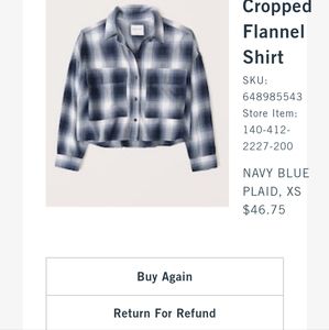 Abercrombie & Fitch Cropped Fannel Shirt